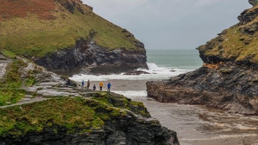 Visitors walking at Boscastle, Cornwall